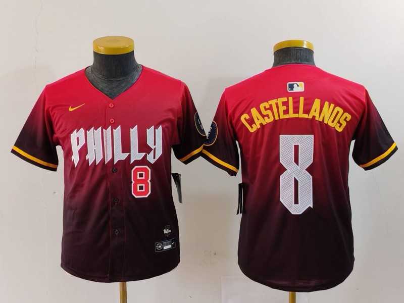 Youth Philadelphia Phillies #8 Nick Castellanos Red Red 2024 City Connect Limited Jerseys,We sell and wholesale Youth Philadelphia Phillies #8 Nick Castellanos Red Red 2024 City Connect Limited Jerseys on line form chian!